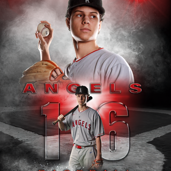 An example of a sports portrait featuring a teenage baseball player