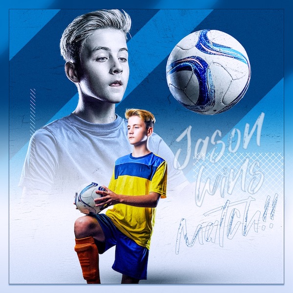 High School Soccer Player Kneeling with a Soccer Ball