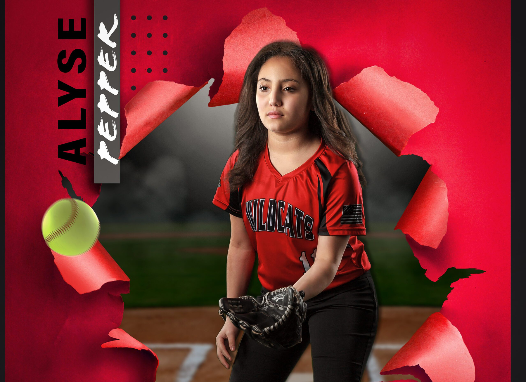 Photo a Wildcats teenage female softball player photographed by Design by Sheila sports photographer